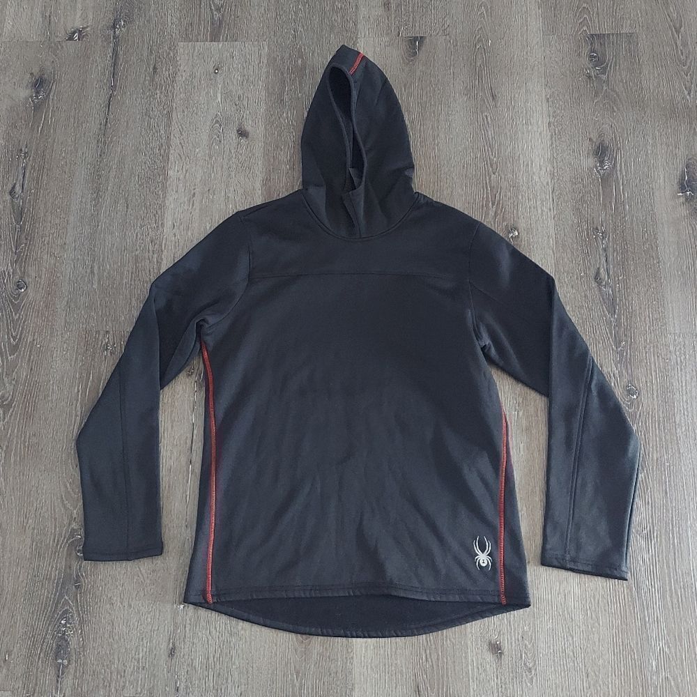 NWT Spyder Men Fleece Hoodie Sweatshirt Black Red Large